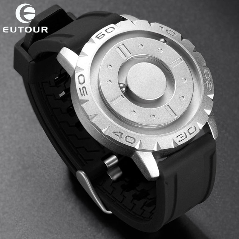EUTOUR Men Watch New Design Magnetic Magnet Metal Beads Dial Turntable Ball Minimalist Simple Watch Quartz Watches Male Watch