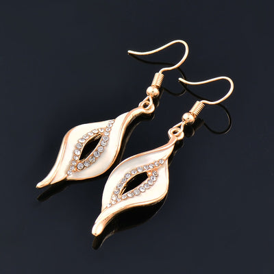 SINLEERY Charm White Black Enamel Earrings For Women Gold Color Leaf Drop Earrings Female Fashion Jewelry ES524