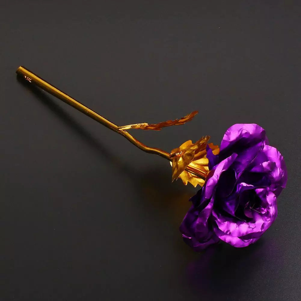 24k Gold Dipped Rose Fake Flower Artificial Flowers Eternal Rose with Stand Forever Love In Box Wedding Valentine Day Decor