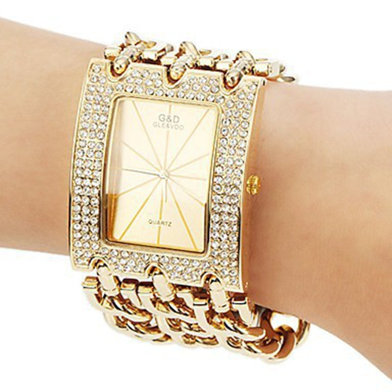 Brand New 2023 Stainless steel Chain fashion gold watch women wristwatches quartz watch watches