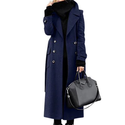 Women‘s Coat Winter Korean Fashion Long Coated Thickened Woolen Winter Coat for Women Black Coat Harajuku