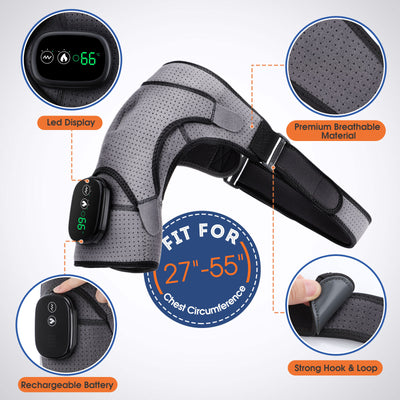 Heating Massage Device Infrared Therapy Vibration Electric Shoulder Massager Wrap Belt For Neck Back Body Arthritis Relief Pain