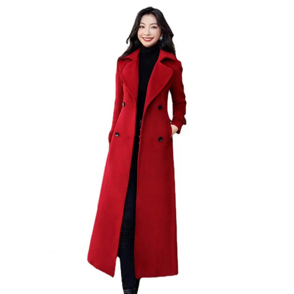 Women‘s Coat Winter Korean Fashion Long Coated Thickened Woolen Winter Coat for Women Black Coat Harajuku