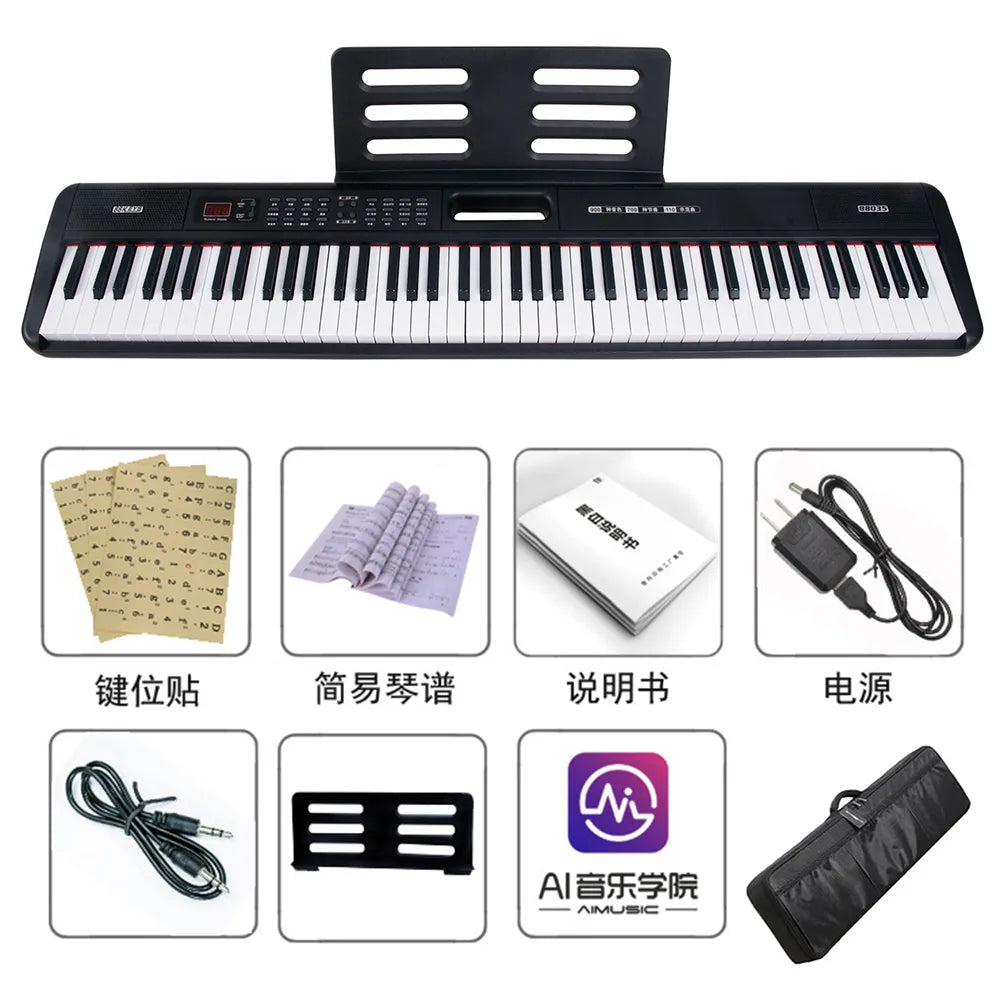 88 Keys Portable Digital Piano Multifunctional Electronic Keyboard Piano for Piano Student Musical Instrument Beginner