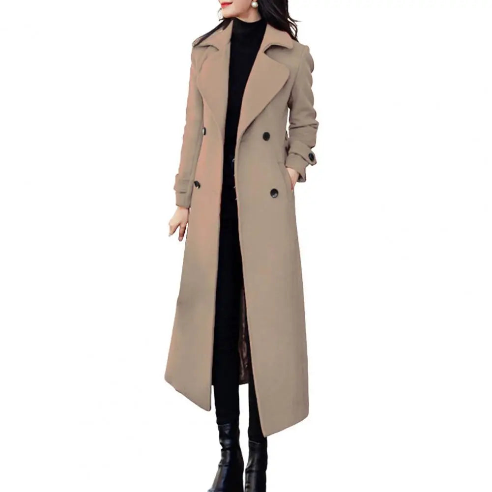 Women‘s Coat Winter Korean Fashion Long Coated Thickened Woolen Winter Coat for Women Black Coat Harajuku