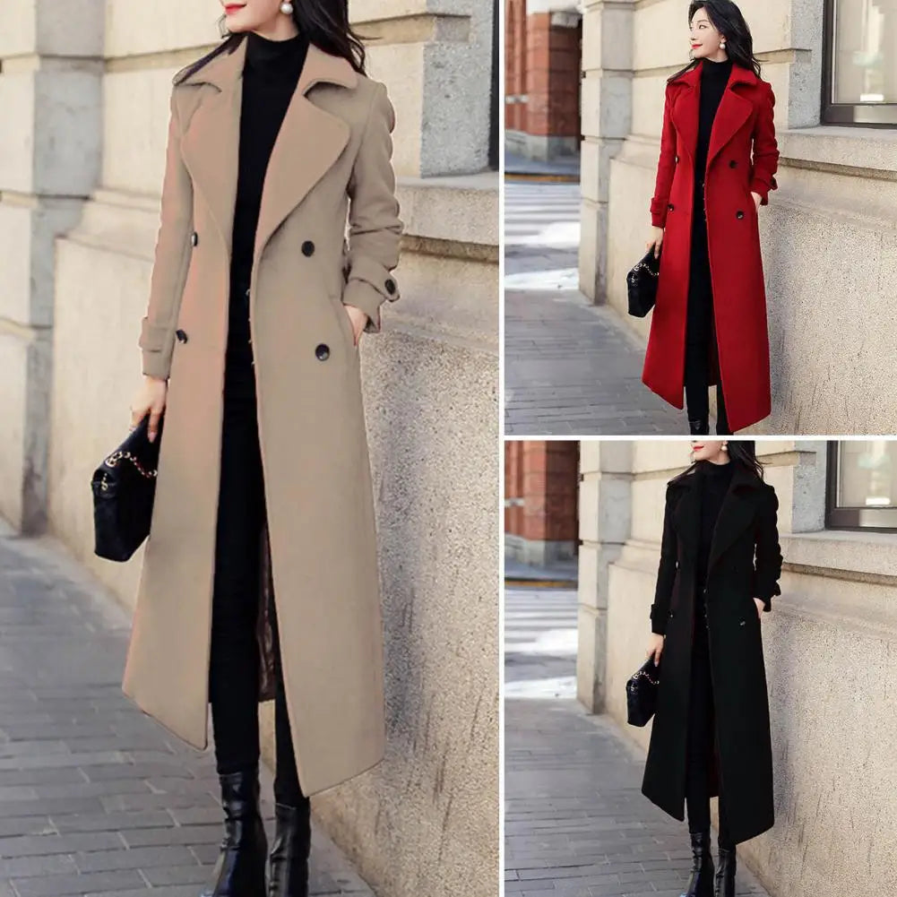 Women‘s Coat Winter Korean Fashion Long Coated Thickened Woolen Winter Coat for Women Black Coat Harajuku