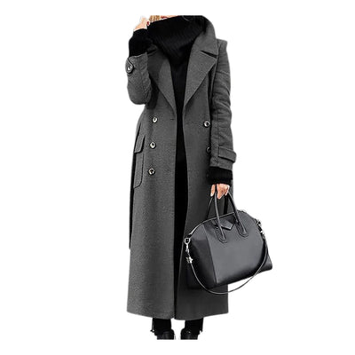 Women‘s Coat Winter Korean Fashion Long Coated Thickened Woolen Winter Coat for Women Black Coat Harajuku