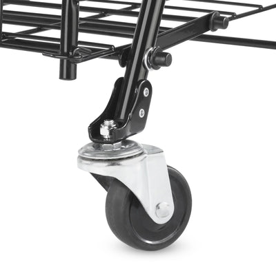Adjustable Steel Rolling Laundry Basket Shopping Cart, Black