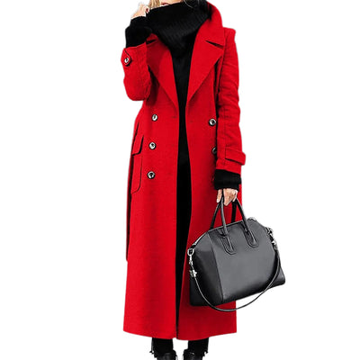 Women‘s Coat Winter Korean Fashion Long Coated Thickened Woolen Winter Coat for Women Black Coat Harajuku