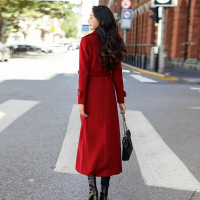 Women‘s Coat Winter Korean Fashion Long Coated Thickened Woolen Winter Coat for Women Black Coat Harajuku