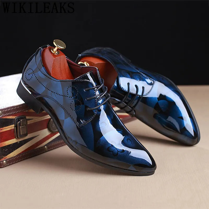 Office Men Dress Shoes Floral Pattern Men Formal Shoes Leather Luxury Fashion Groom Wedding Shoes Men Oxford Shoes Dress 37-50