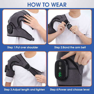 Heating Massage Device Infrared Therapy Vibration Electric Shoulder Massager Wrap Belt For Neck Back Body Arthritis Relief Pain