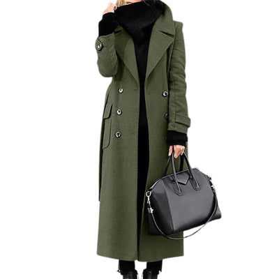 Women‘s Coat Winter Korean Fashion Long Coated Thickened Woolen Winter Coat for Women Black Coat Harajuku