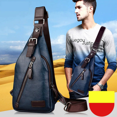 Men's Casual Soft Leather Outdoor Slanted Chest Bag