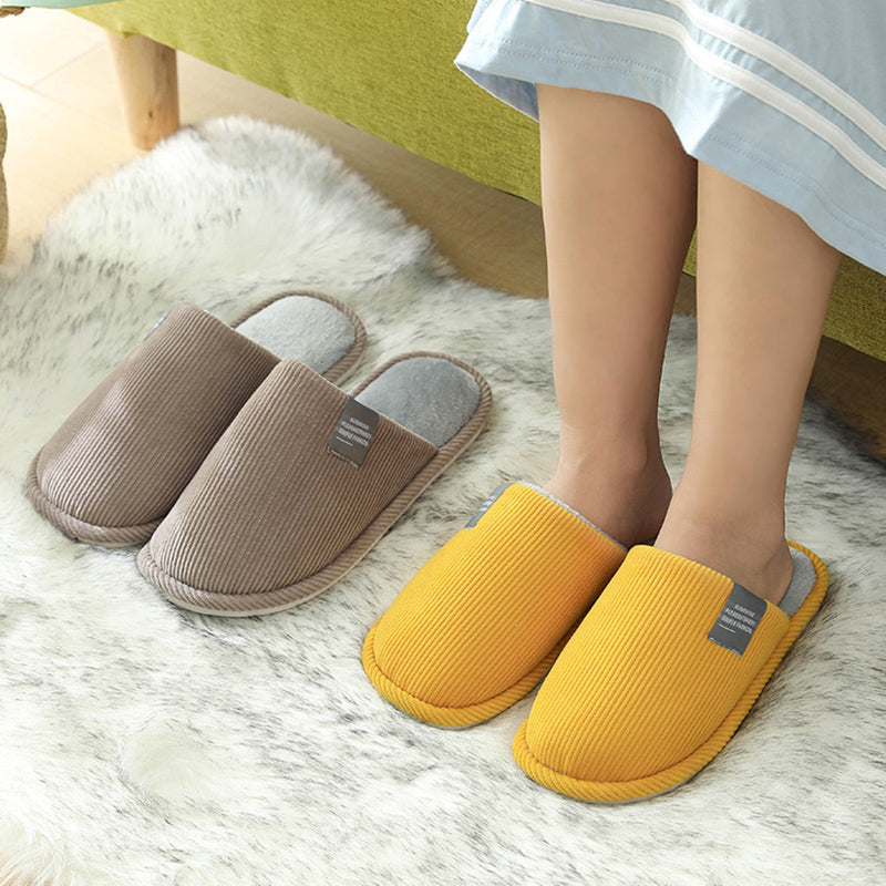 Indoor Corduroy Shoes Warm Plush Home Slipper Anti Slip Floor Bedroom Shoes Autumn Winter