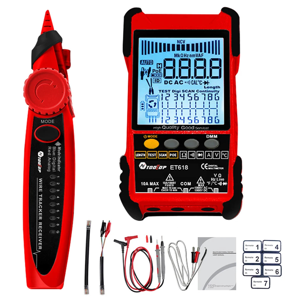 ET618 Cable Tester Analogs Digital Search POE Test Cable Pairing Network Cable Length Short Open Circuit Measure Trackers