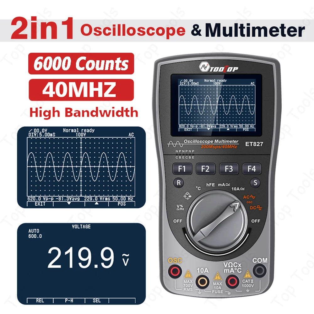 Digital Oscilloscope Multimeter 6000Counts True RMS Meter With Analog Graph Multi-function Resistance Frequency Diode Testers