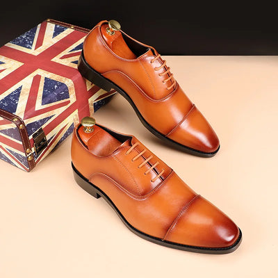 Men's Classic British Business Leather Shoes Mens Retro Derby Shoe Dress Office Flats Men Wedding Party Oxfords EU Size 37-48
