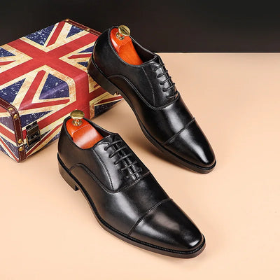 Men's Classic British Business Leather Shoes Mens Retro Derby Shoe Dress Office Flats Men Wedding Party Oxfords EU Size 37-48