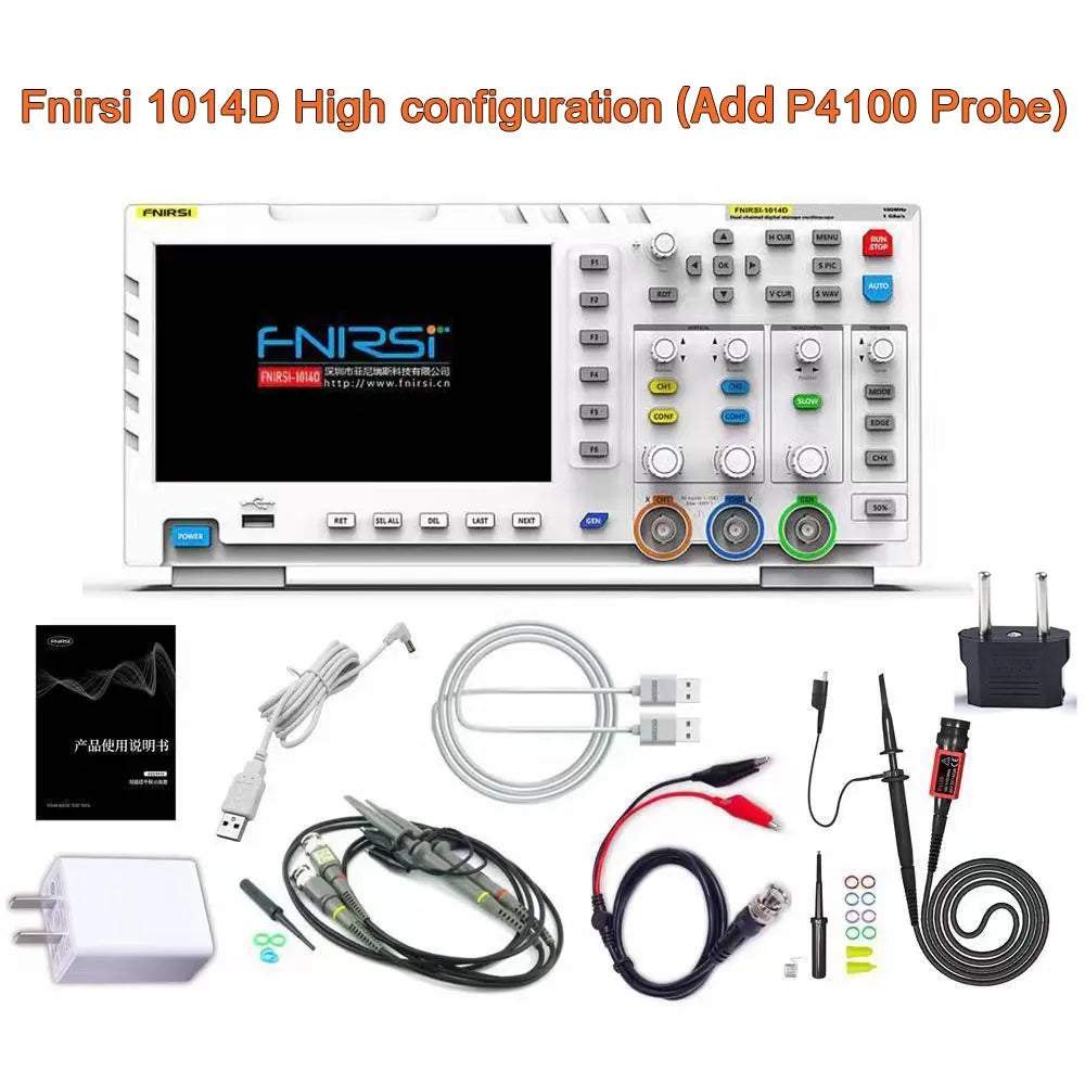 FNIRSI 1014D Portable Digital Oscilloscope 2 In 1 Dual Channel Input Signal Generator Desktop Oscilloscope 1GSa/s Sampling Rate