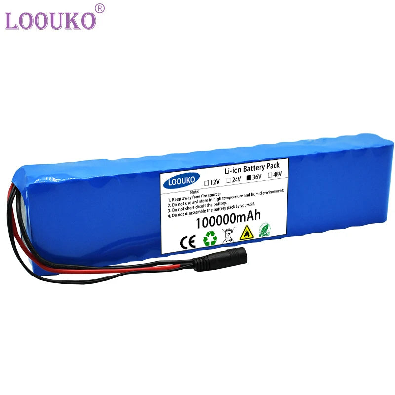 36V 100Ah 18650 Rechargeable Lithium Battery Pack 10S3P 1000W Power Modified Bicycle Scooter Electric Vehicle with BMS