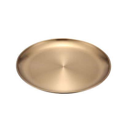 1Pcs European Style Dinner Plates Gold Dining Plate Serving Dishes