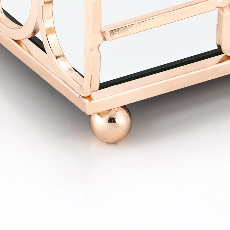 Rectangle Gold Mirror Tray Perfume Jewelry Display Dresser Vanity Serving Tray Makeup Organizer for Bathroom Bedroom Decor